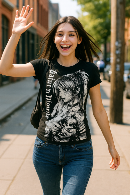 Retrocore O-Neck MicroCrop for Alt-Girl Street Vibes Y2k anime Streetwear Tops T-shirt