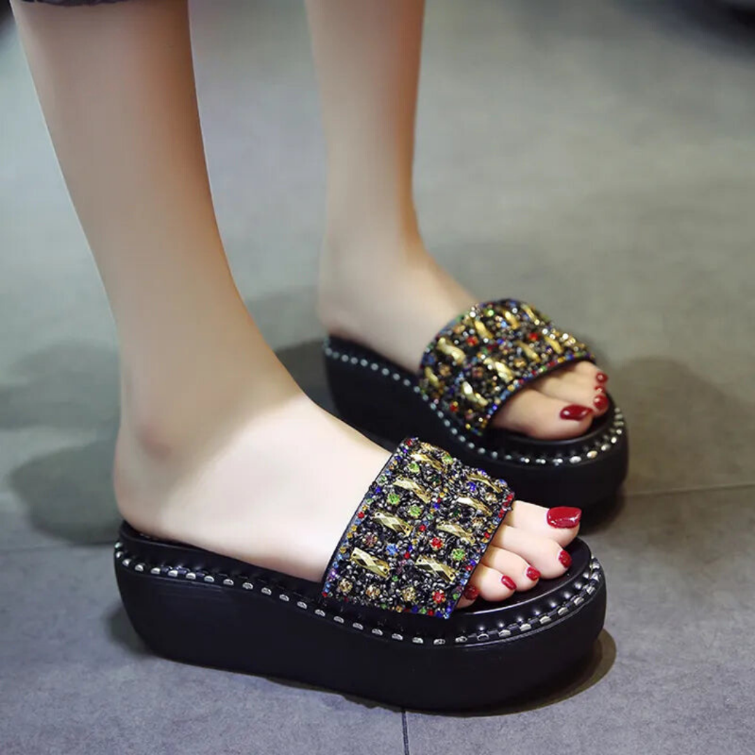 Rhinestone Platform Sandals Slippers