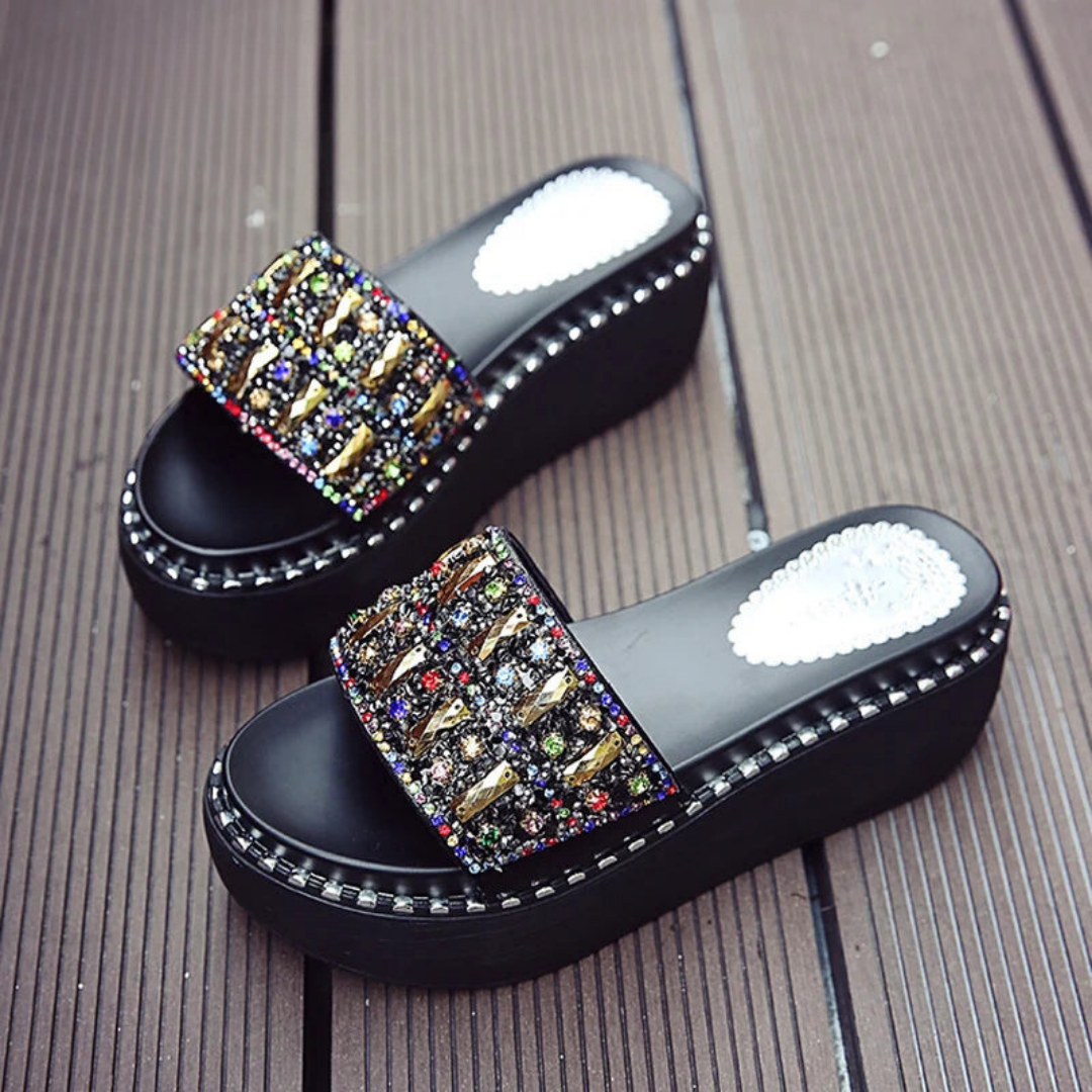 Rhinestone Platform Sandals Slippers