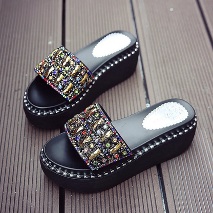 Rhinestone Platform Sandals Slippers