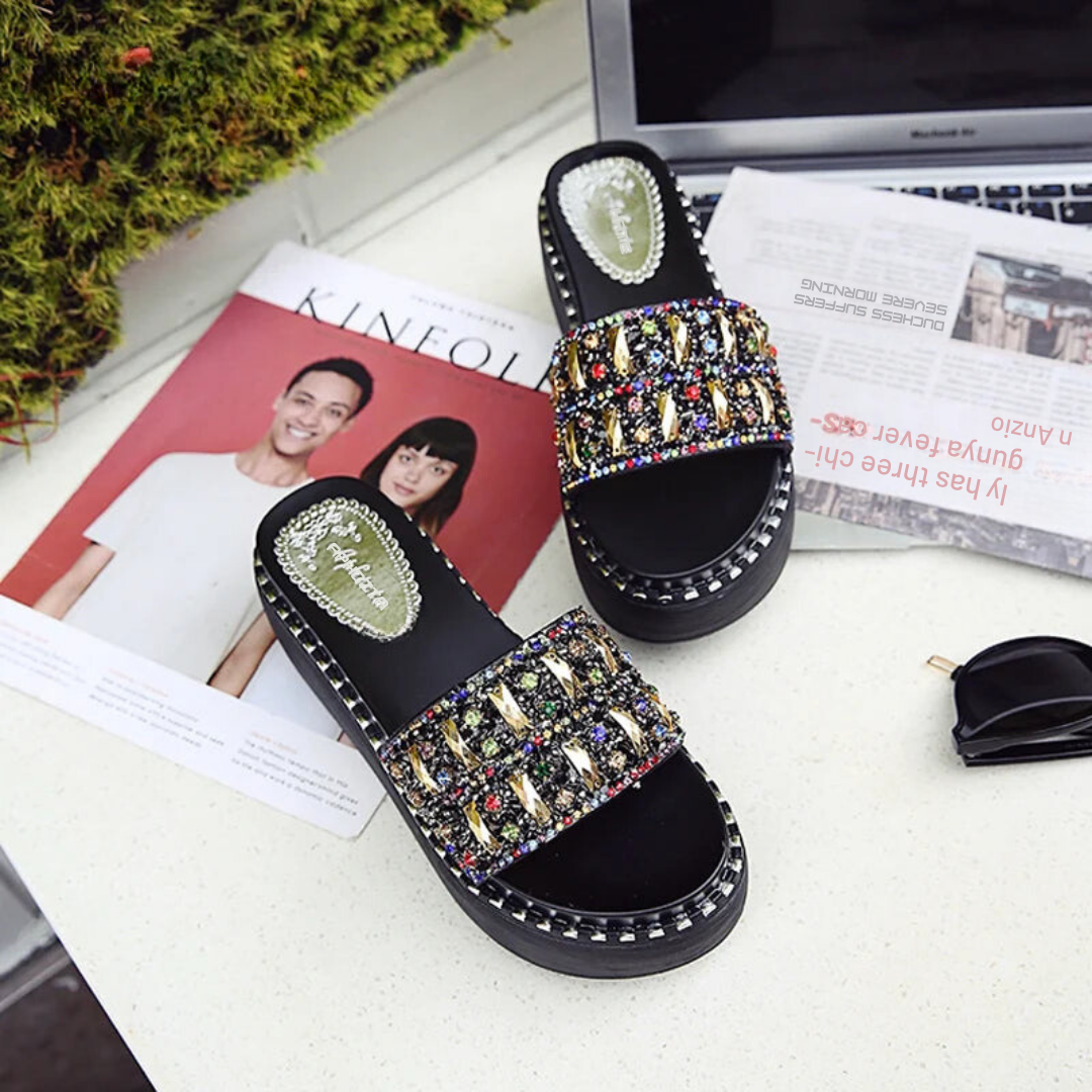 Rhinestone Platform Sandals Slippers