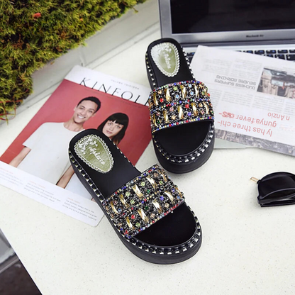 Rhinestone Platform Sandals Slippers