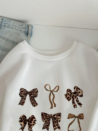 Street Style Sweatshirt Fall Outfit With Retro Leopard Print For Casual Looks