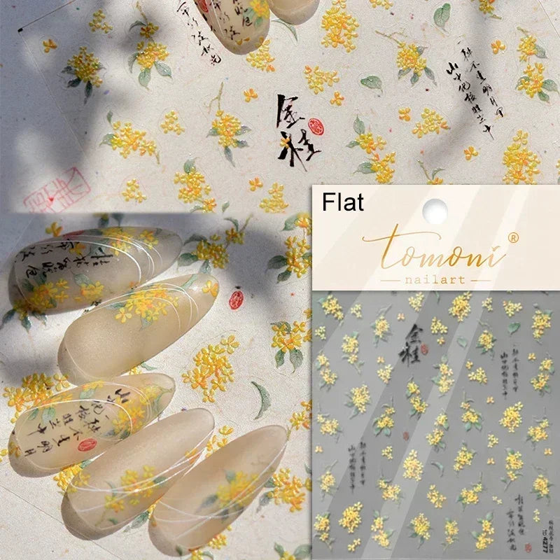5D Stained Glass Nail Stickers For Fall Nails Inspiration And Glitter Nail Art Styling
