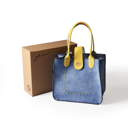 Genuine Leather Minimalist Tote With Handsewn Craftsmanship and Classic Solid Color Design