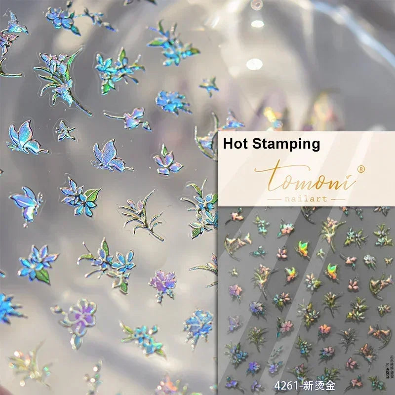5D Stained Glass Nail Stickers For Fall Nails Inspiration And Glitter Nail Art Styling