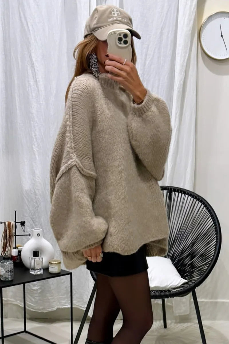 Quilted Elegance Turtleneck Sweater