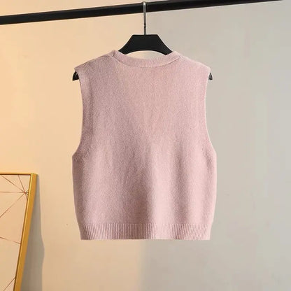 Layered Outfit Inspiration Knitted Vest Cardigan For Women With Slim Fit Camisole Styling