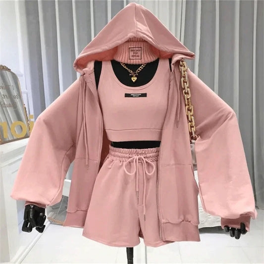 3 Piece Outfit Set With Shorts And Hoodie For Fall Outfits Casual