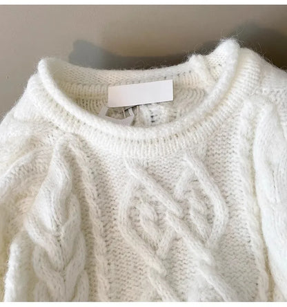 Korean Style Jacquard Knit Sweater With Curled Edges For 2025 Fall Outfits