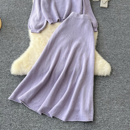 Fall Outfit Aesthetic Knit Sweater And Skirt Coord Set