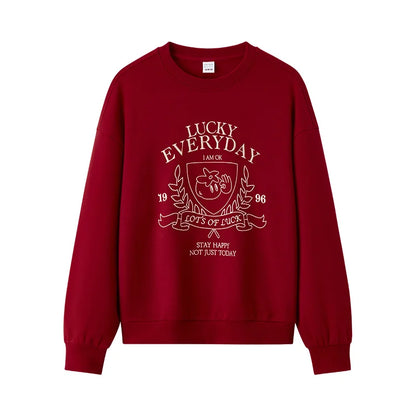 2025 Spring Embroidered Oversized Hoodie for Women Loose Fit Drop Shoulder Aesthetic Casual Pullover Sweatshirt Round Neck
