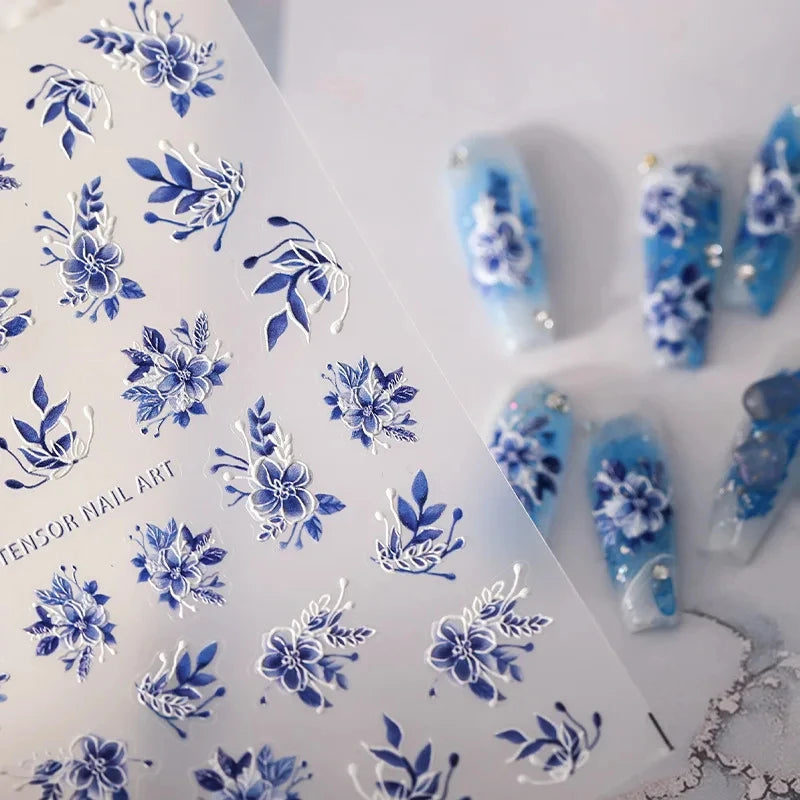3D Gold Flower Nail Stickers For Fall Nails Inspiration And Luxury Nail Styling
