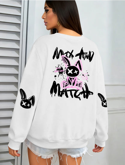Women Rabbit Printed Warm Sweatshirt