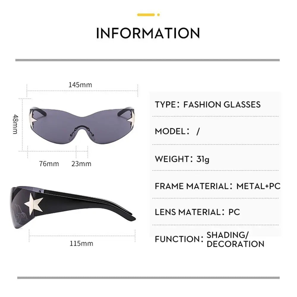 Chic Punk Star Eyewear Wraparound UV Protection