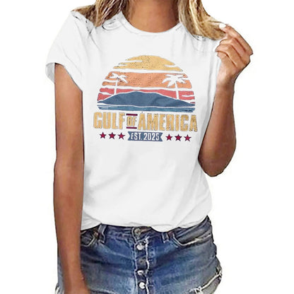 Women's Letter Print Gulf of America T Shirt