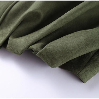 Fall Outfit Inspiration Green Short Jacket With Zipper And Lapel Style
