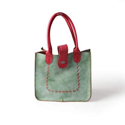 Genuine Leather Minimalist Tote With Handsewn Craftsmanship and Classic Solid Color Design