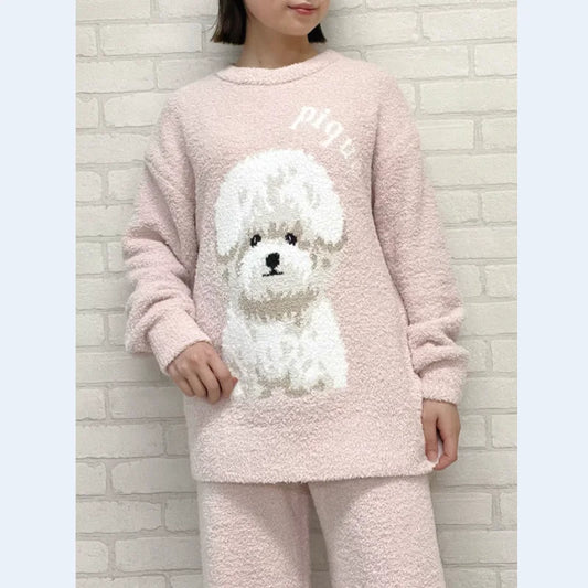 Round Neck Thick Pajama Set for Winter