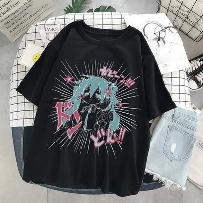 Cartoon Print Summer Y2k Gothic Harajuku T-shirt Outfits