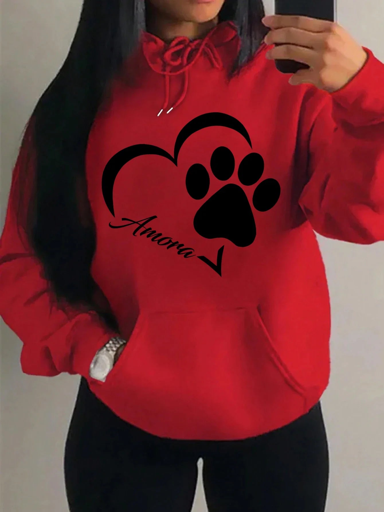 Morning Mood Cozy Cat Print Oversized Hoodie For Women Copy