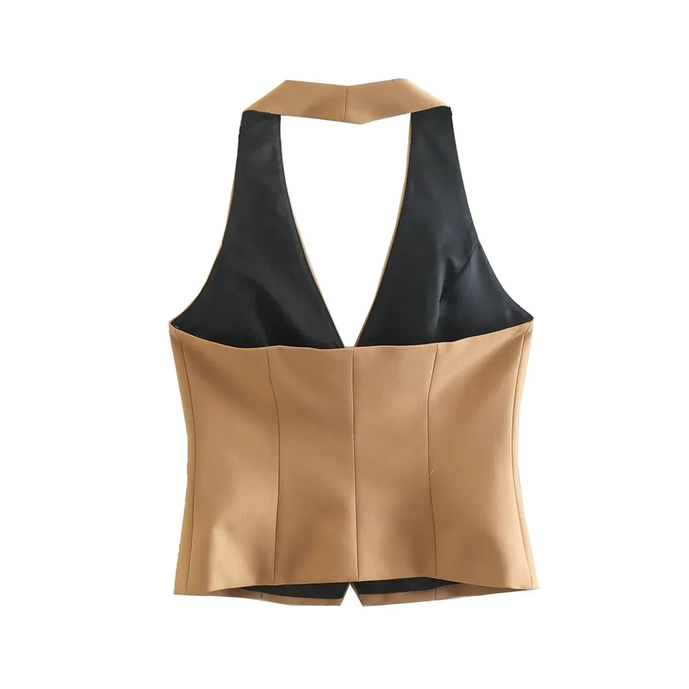 Sleek Backless Halter Vest