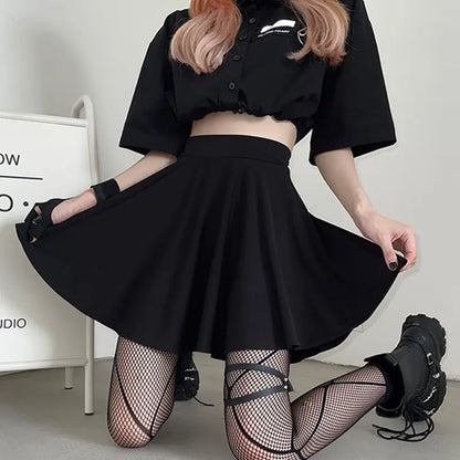 Gothic Black High Waist Mini Skirt for Summer