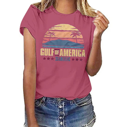 Women's Letter Print Gulf of America T Shirt