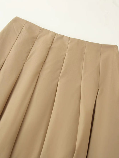 Two Piece Outfit Casual Lantern Skirt And Zipper Top Fall Fashion Look