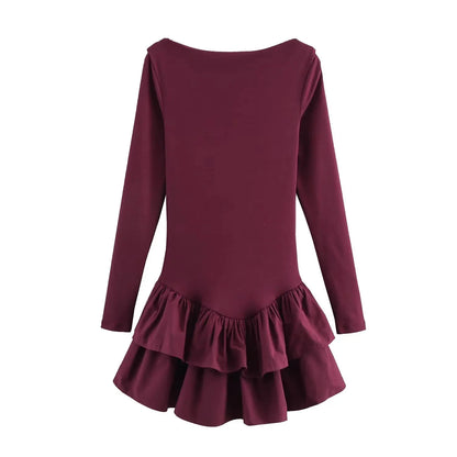 Mini Dress With Boat Neck And Elegant Fit For Spring Fashion Outfits