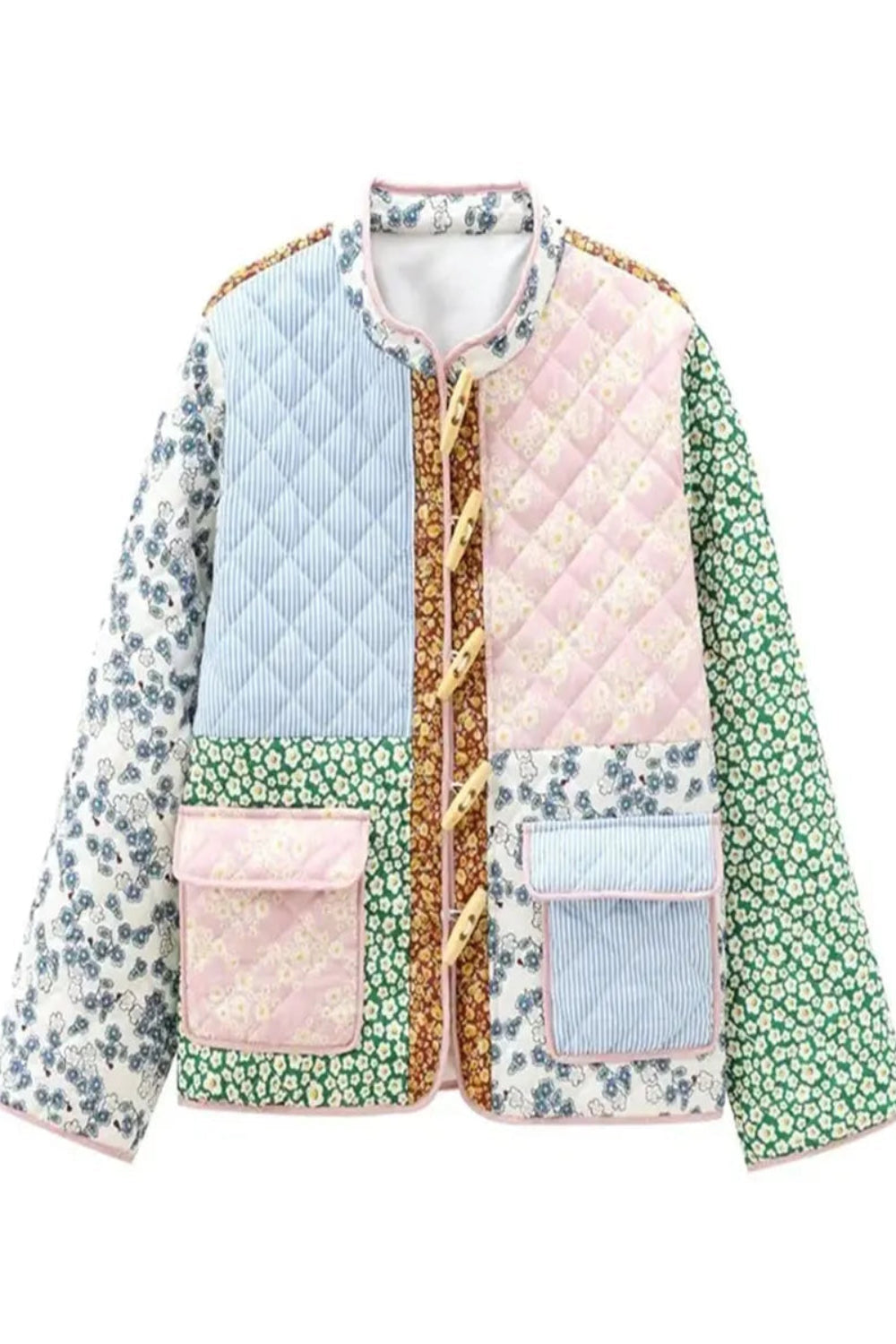 Y2K Jacket With Patchwork Style And Pockets For Casual Outfit Inspiration