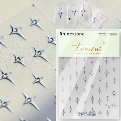 Luxury Korean Nail Decals With Silver And Gold Accents For Autumn Nails Fashion
