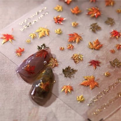 Fall Nails Design With Maple Leaf Decals Nail Art Ideas For Manicure