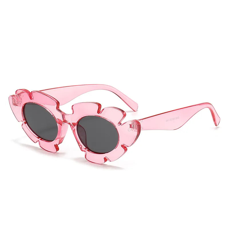 Pink Heart Jelly Square Sunglasses with UV400 Protection