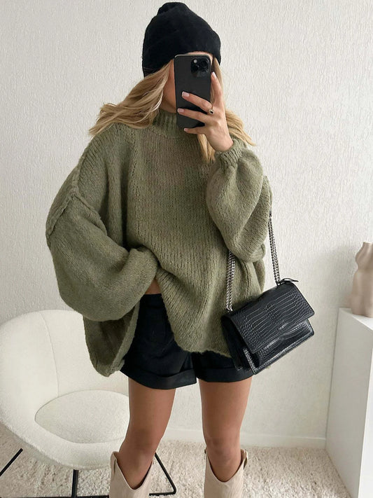Quilted Elegance Turtleneck Sweater