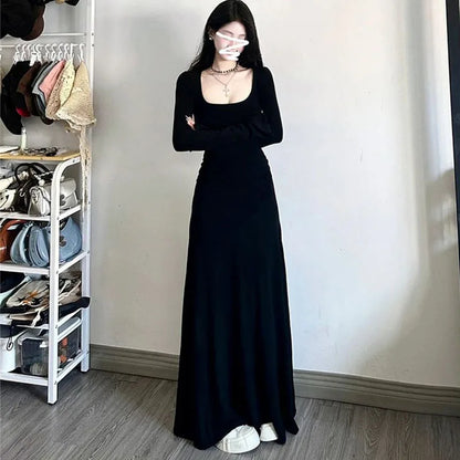 Long Sleeve Dress For Spring Outfit Ideas With Slim Silhouette And Korean Fashion Feel