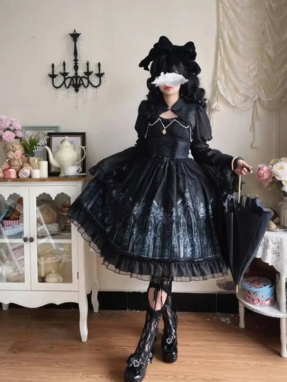 Gothic Style Long Dress For Evening Outfits Featuring Shawl And Victorian Details