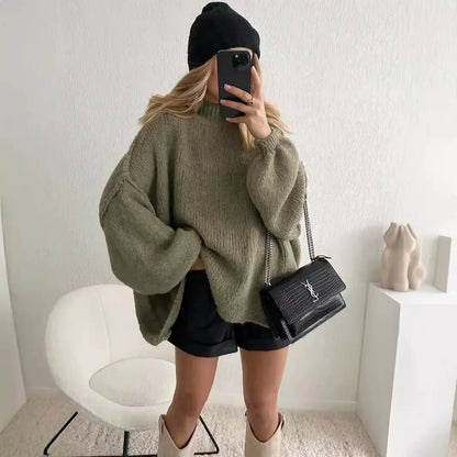 Quilted Elegance Turtleneck Sweater