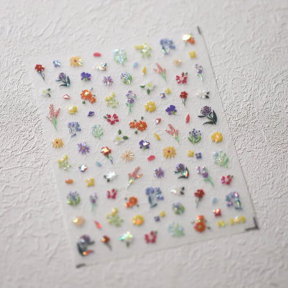 Autumn Nail Art Stickers With White Flowers And Gradient Shine For Fall Nail Ideas