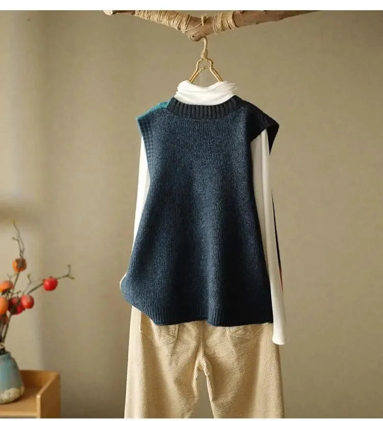 Retro Knitted Sweater Vest Outfit Inspiration Cozy Fall Winter Fashion For Women