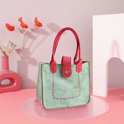 Genuine Leather Minimalist Tote With Handsewn Craftsmanship and Classic Solid Color Design