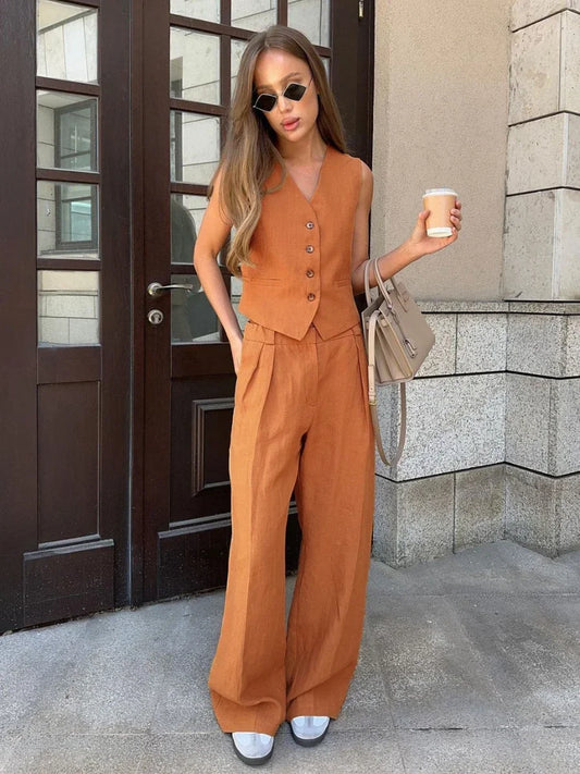 Soft Tone Linen Blend Suit For Everyday Chic Office Looks
