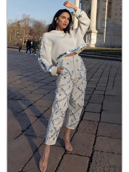 Sparkle Street Straight Leg Denim with Pocket Glam
