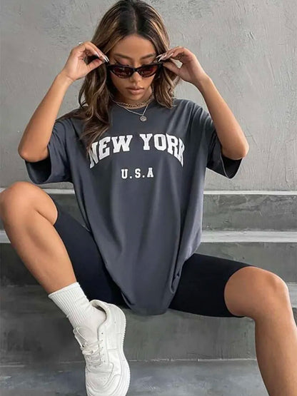 Casual NY Letter Plus Size T-Shirt