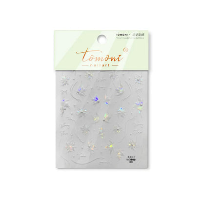 Autumn Nail Art Stickers With White Flowers And Gradient Shine For Fall Nail Ideas