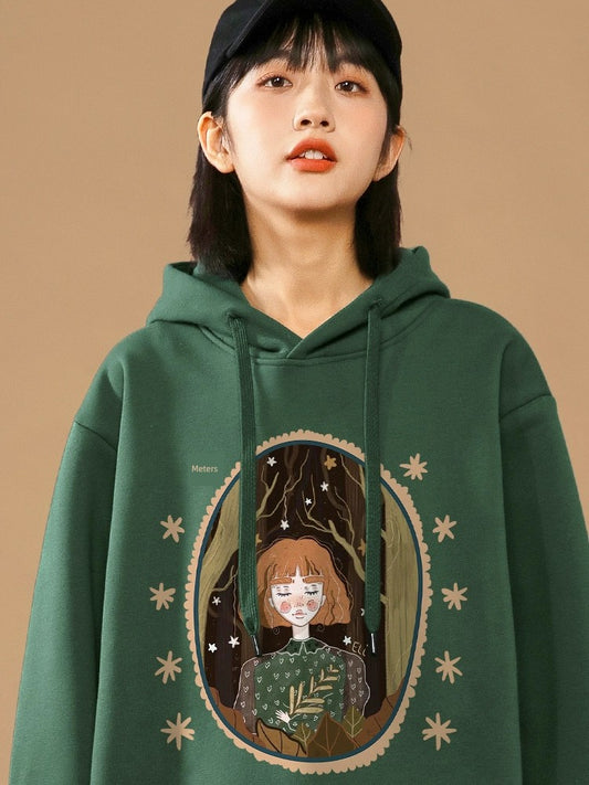 Vintage Green Fleece Pullover For Cozy 2025 Fall Outfits Aesthetic