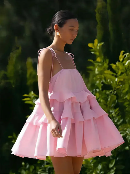 White Cotton Summer Dress With Ruffles And Straps For Casual Beach Dress Outfits