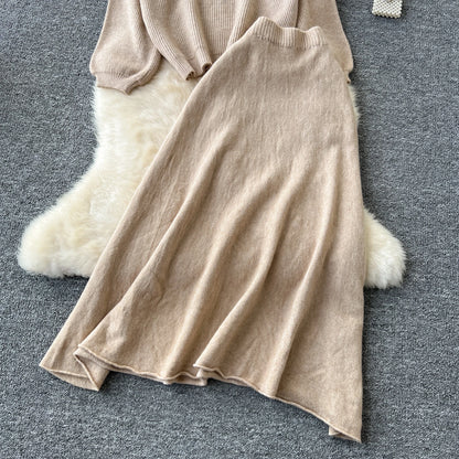Fall Outfit Aesthetic Knit Sweater And Skirt Coord Set