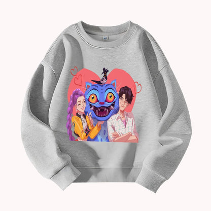 Casual Sweatshirt Outfit With Adorable Cat Couple Design For Autumn Looks