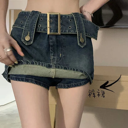 Women Slim Bodycon Denim Mini Shorts Skirt